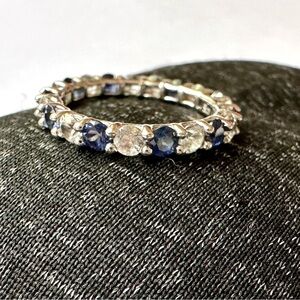 Suzy Levian 18K & Silver 2.32 ct. blue and white Sapphire ring, size 6.5